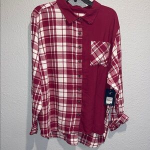 Magellan Outdoors Red and White Plaid Button-Down Shirt